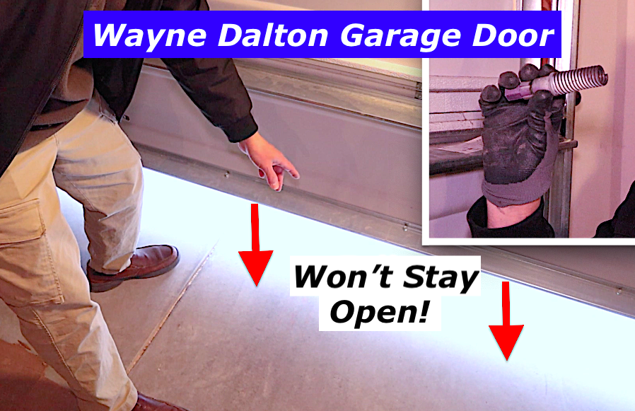 Wayne Dalton garage door won’t stay open due to broken TorqueMaster spring